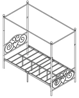 HOMEDEPOT 748F-BK-HD Black Metal Canopy Bed Full Size