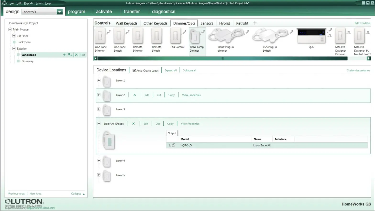 LUXOR Lutron Homeworks QS Software - Adding Devices 2