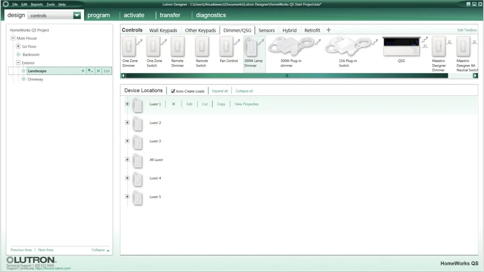 LUXOR Lutron Homeworks QS Software - Getting Started 2
