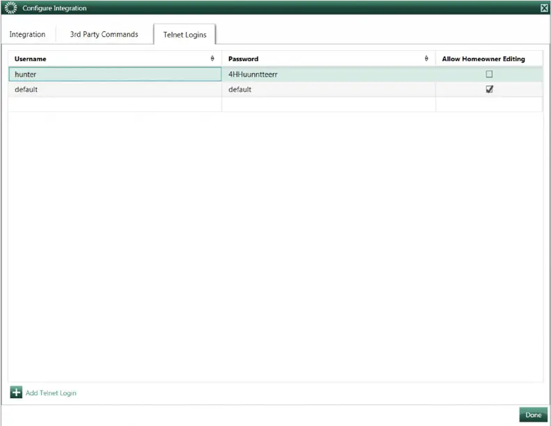LUXOR Lutron Homeworks QS Software - Telnet Logins