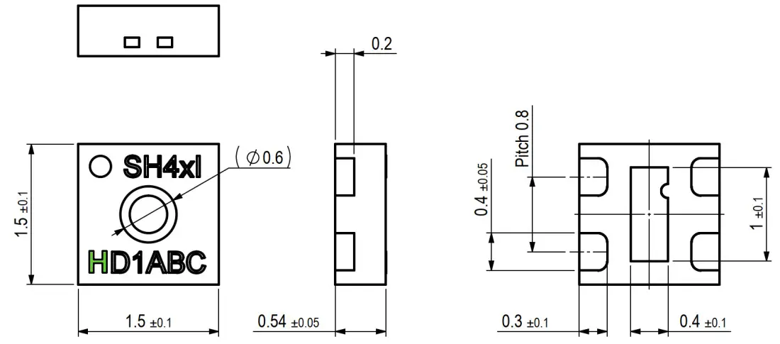 SENSIRION SHT3x Temperature and Humidity Sensors - package tolerances