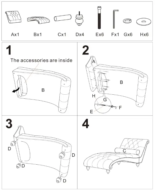 HOMEDEPOT GM-H-75 Silver Acrylic Foot Casual Concubine Sofa
