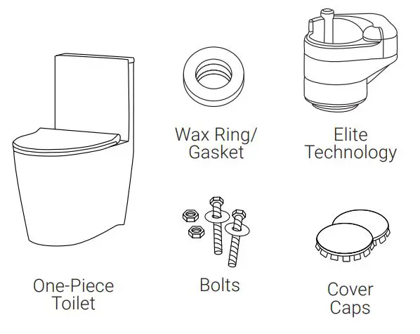 Swiss Madison 0.8 GPF One-Piece Toilet Installation Guide - INCLUDED PARTS