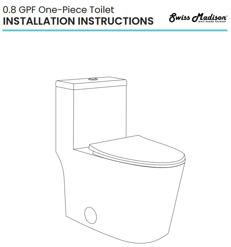 Swiss Madison 0.8 GPF One-Piece Toilet Installation Guide