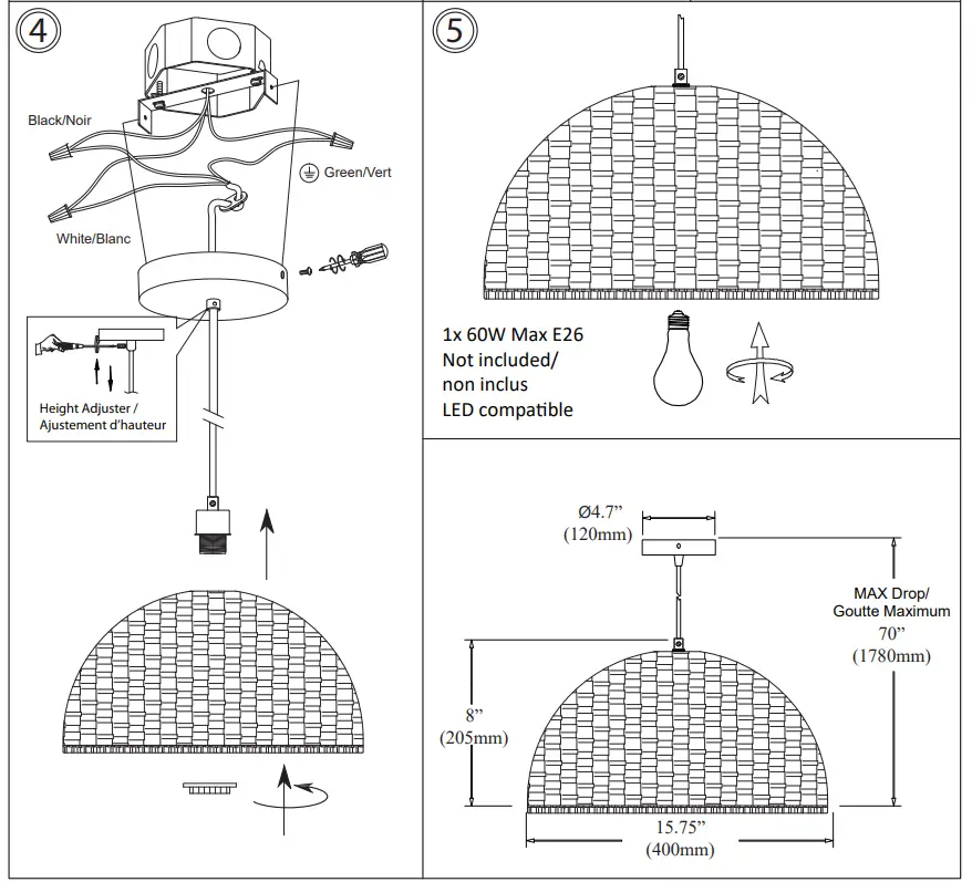 Dainolite-PRL-161P-Pourel-Natural-Transitional-Dome-Pendant-Light-FIG3