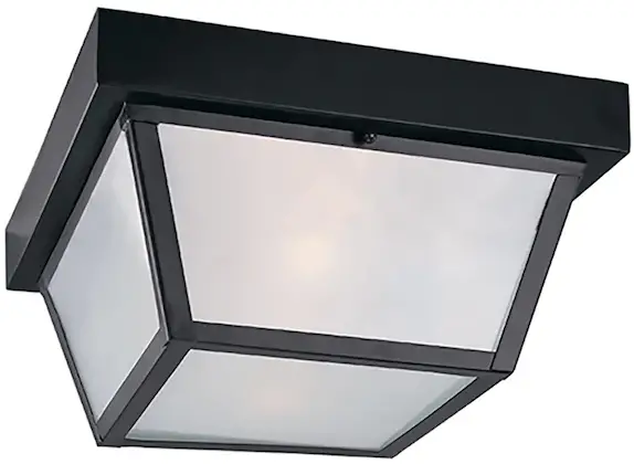 PROJECT SOURCE 0255320 10.37-in W Black Outdoor Flush Mount Light