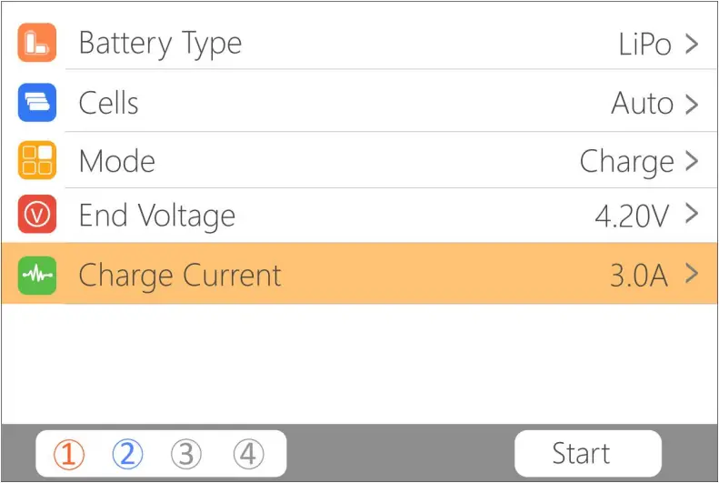 ToolkitRC Q4AC - Charging setting 2