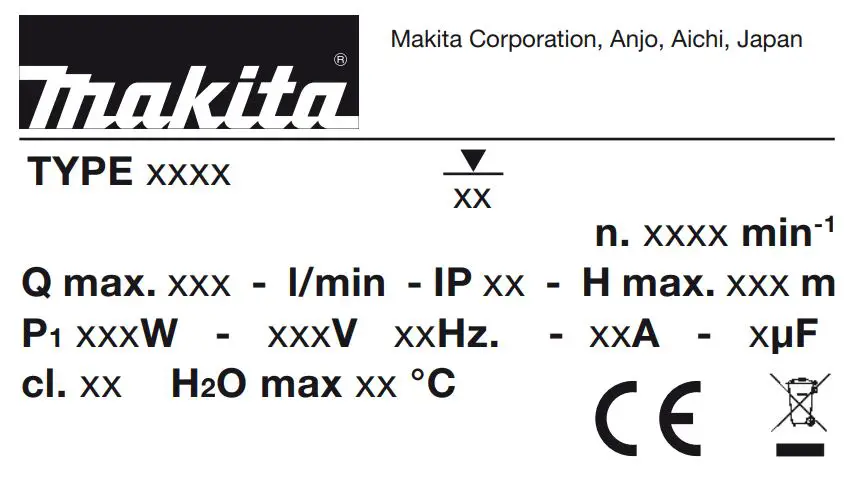 makita PF 0300 - PF 0800 Submersible Water Pump Instruction Manual - Certified icon