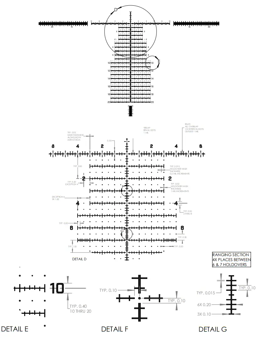 Bushnell XRS3 Elite Tactical 6 36x56mm Riflescope - EQL Reticle Detail1
