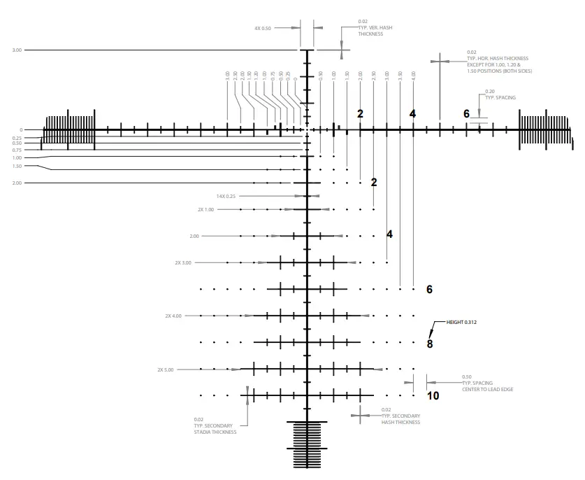 Bushnell XRS3 Elite Tactical 6 36x56mm Riflescope - G4P Reticle Detail1