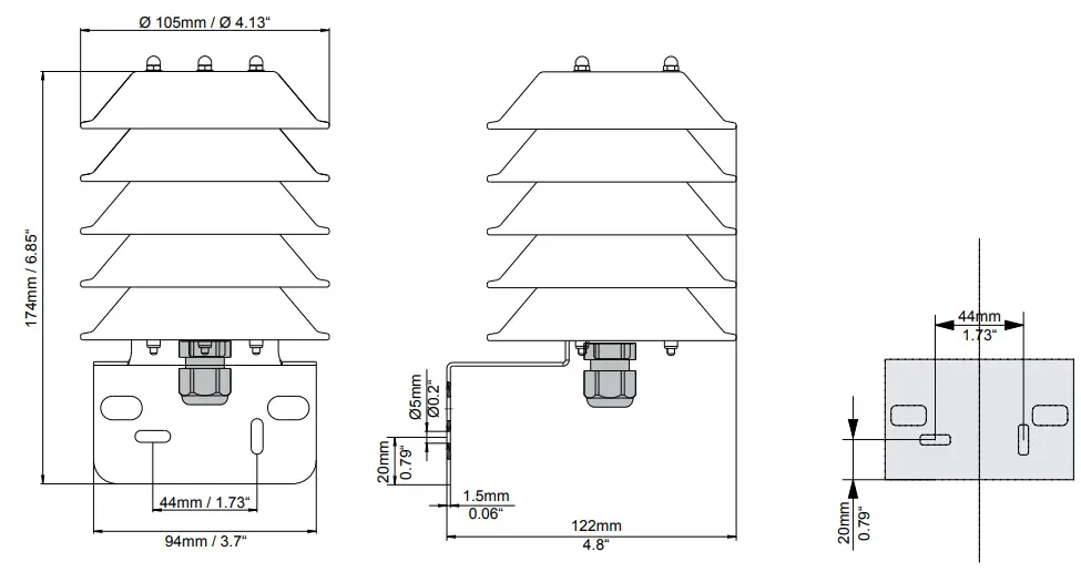 E E ELEKTRONIK EE061 Humidity and Temperature Probe with 4-20 mA Output - Outdoor use