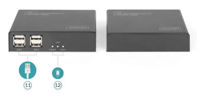 DIGITUS DS-55505 HD BaseT 2.0 KVM Extender Set - Back
