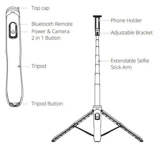 ATUMTEK ATSS052 51Selfie Stick Tripod-GRAPH