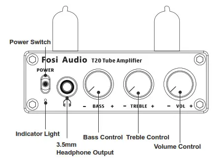 FOSI AUDIO T20 Bluetooth Tube Amplifier- Functions