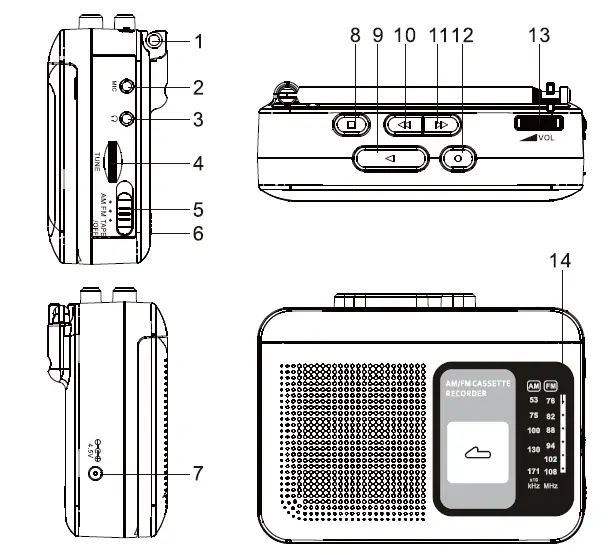 RETEKESS TR606 Portable AM FM Cassette Player and Recorder-1
