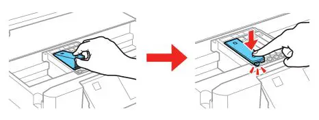 EPSON Small in One Printer - Insert the cartridges at an angle in the holder
