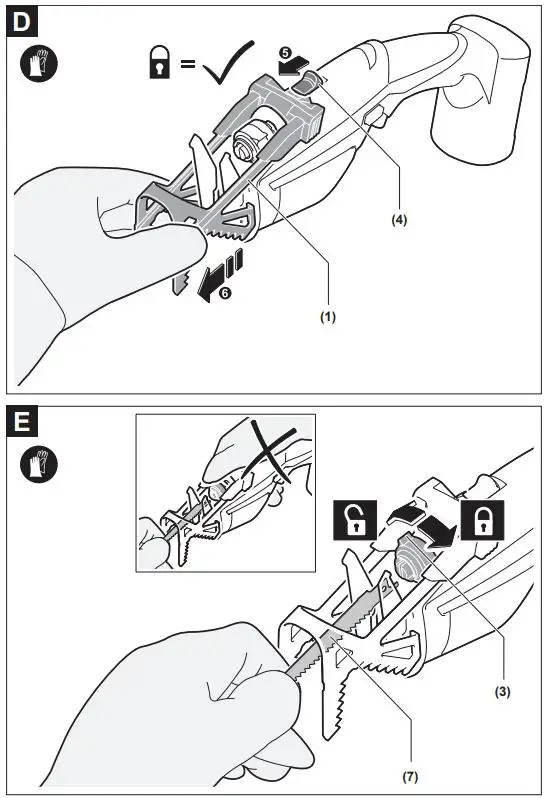 BOSCH 0600861900 Keo Garden Saw Instruction Manual - Fig D,E