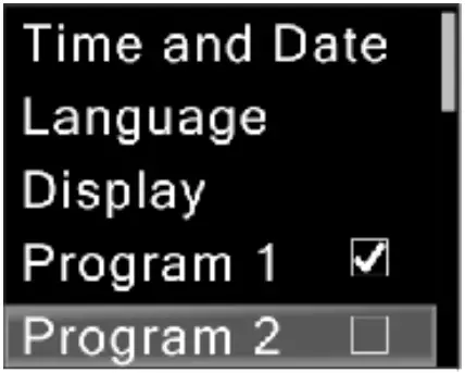 SETTINGS IN THE MAIN MENU