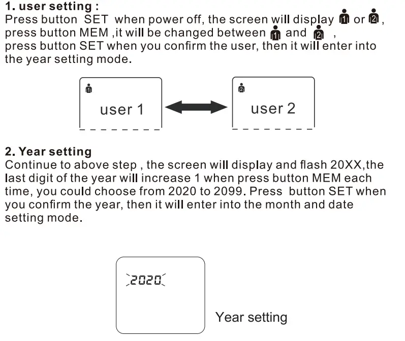 Smilecare U80H Upper Arm Electronic Blood Pressure Monitor Instruction Manual - How to set