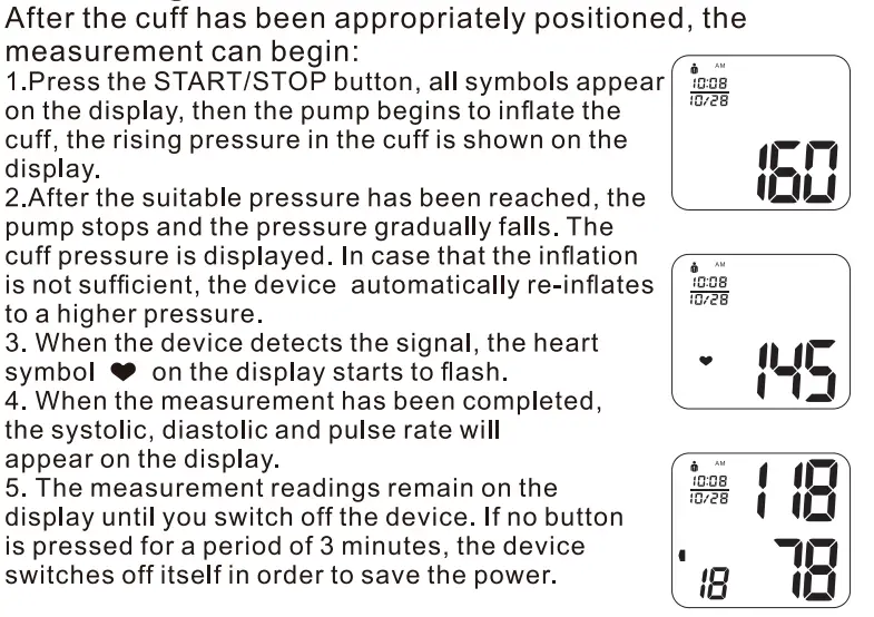 Smilecare U80H Upper Arm Electronic Blood Pressure Monitor Instruction Manual - Measuring Procedure
