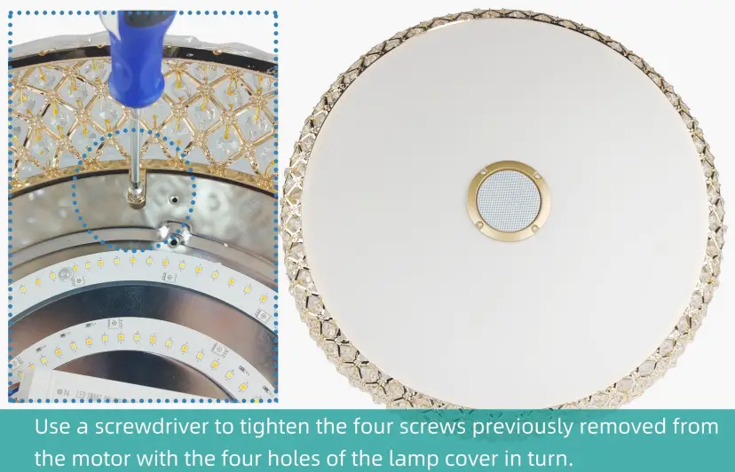 INSTALL THE LIGHT SOURCE SPEAKER AND LAMPSHADE 3