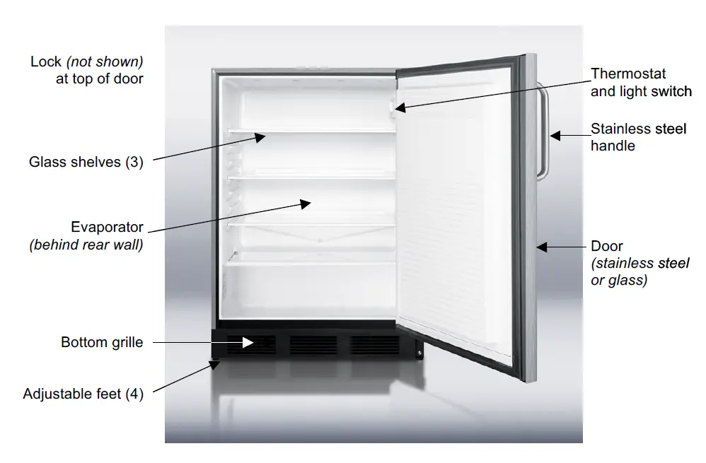 Summit SPR7BOSST ADA series OUTDOOR REFRIGERATOR Owner's fig 1