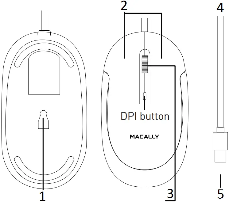MACALLY Button Optical USB-C Mouse Hardware basics