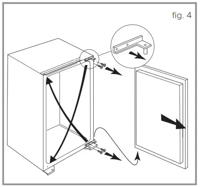 cda FW821 Extra Large Integrated Larder Fridge - Reversing the door