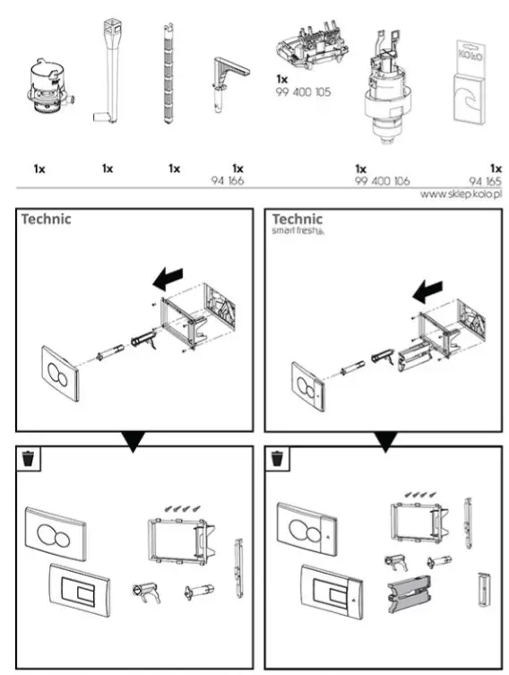 KOLO 94163-002 Technic GT Smart Fresh Clip Flushing Control Button - fig 2