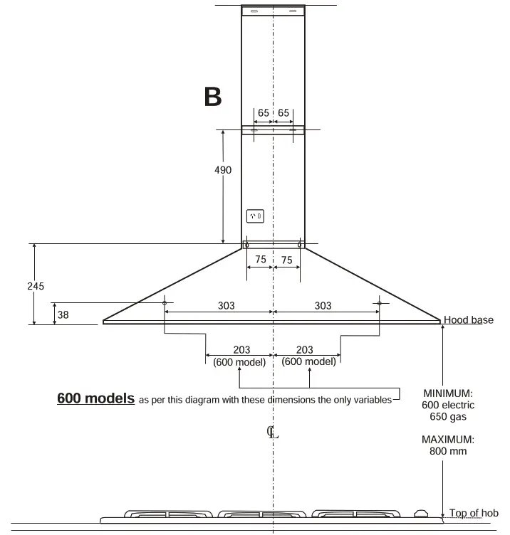 Westinghouse WRC904SC Stainless Steel 90cm Canopy Rangehood - FIG3