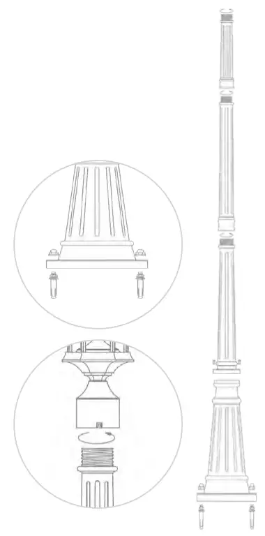 GAMA SONIC SOLAR LIGHTING 94B001 Victorian Bulb Solar Lamp Post fig 4