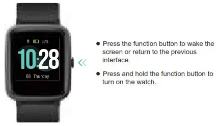 VeryFitPro ID205L Smart Watch - Function Button