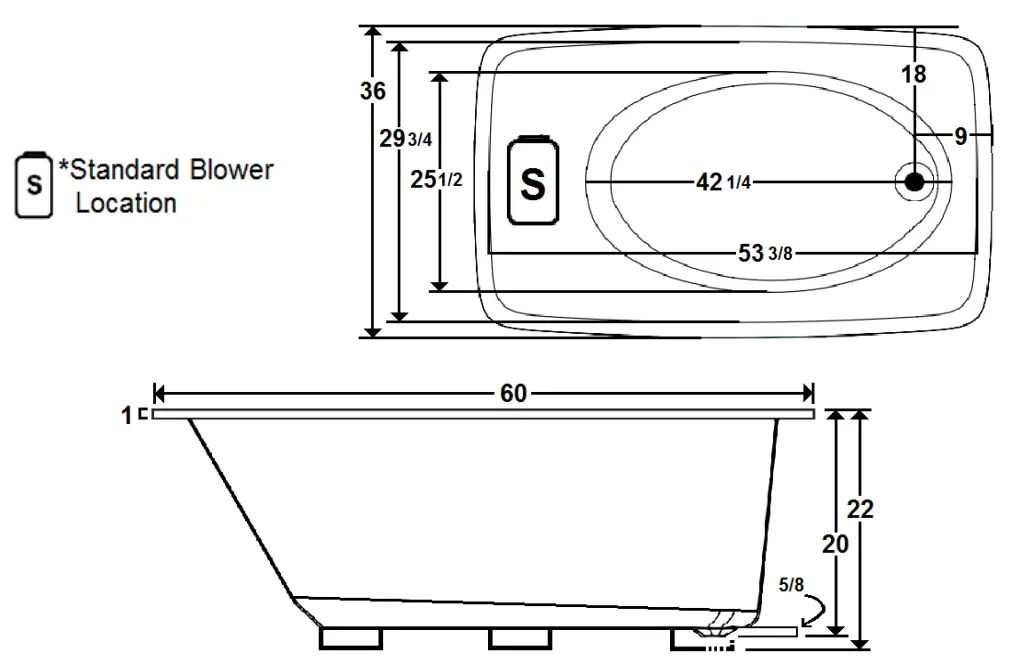 Laurel Mountain 6036MA064 60 Inch x 36 Inch Drop-In Acrylic Air Bath - Fig