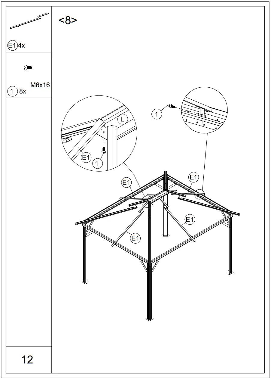 EROMMY XWG-213TN Metal Double Roof Gazebo - fig 11