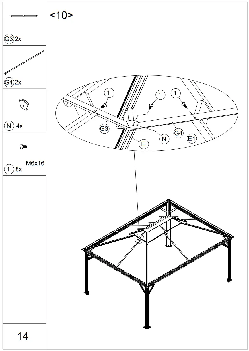 EROMMY XWG-213TN Metal Double Roof Gazebo - fig 13