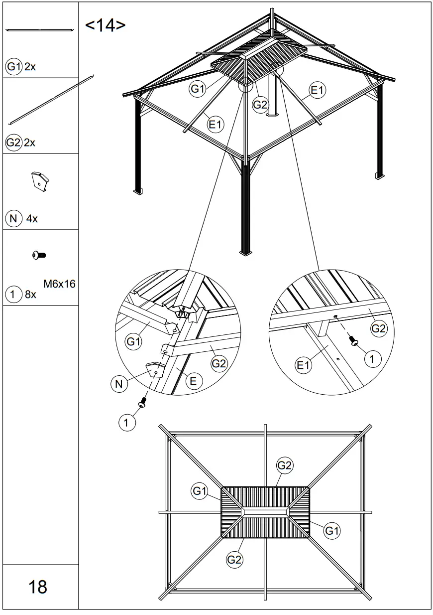 EROMMY XWG-213TN Metal Double Roof Gazebo - fig 21.