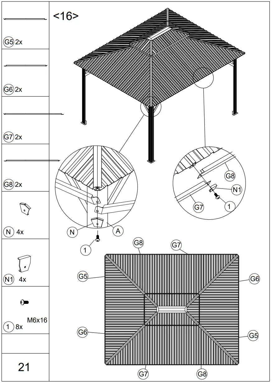 EROMMY XWG-213TN Metal Double Roof Gazebo - fig 24
