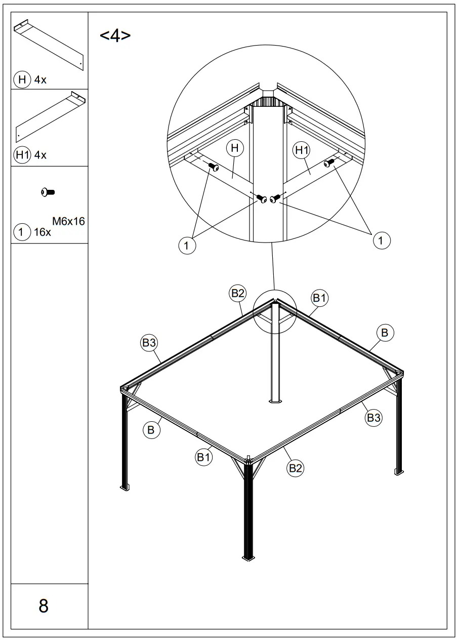 EROMMY XWG-213TN Metal Double Roof Gazebo - fig 7