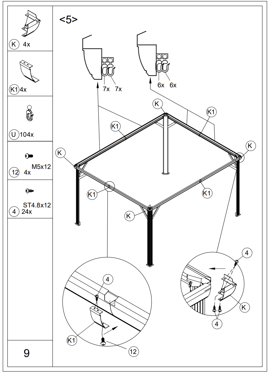 EROMMY XWG-213TN Metal Double Roof Gazebo - fig 8