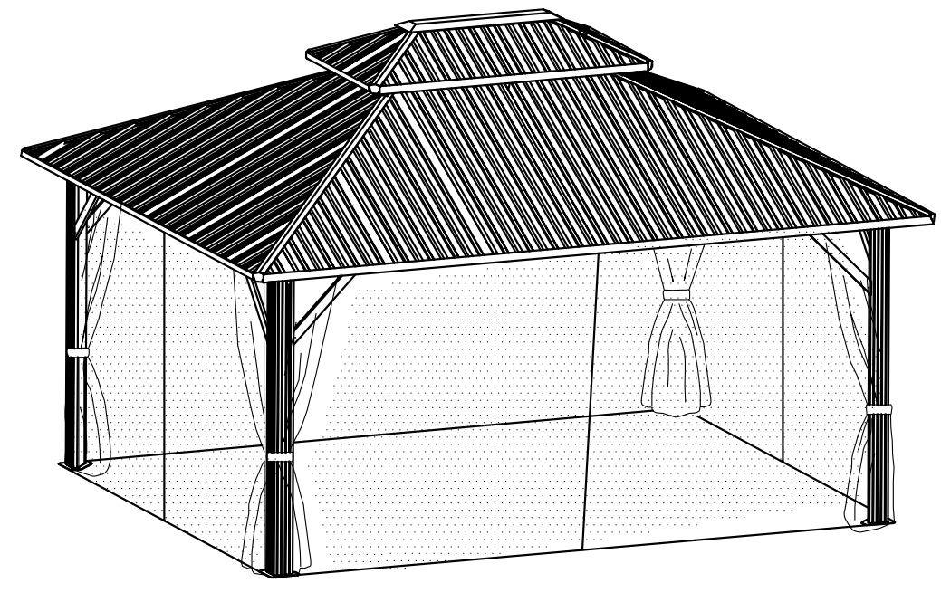 EROMMY XWG-213TN Metal Double Roof Gazebo