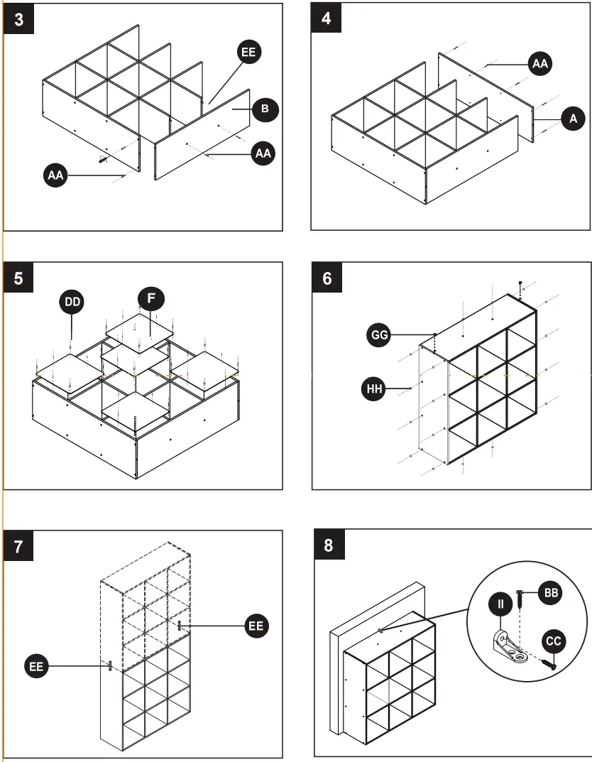 Style SELECTIONS CL22 11ST9 BLK 9 Cube Storage Organizer - Figure 5