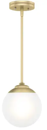 Hunter 19847 Hepburn Painted Modern Brass Glam Opal Glass Globe LED Mini Pendant Light