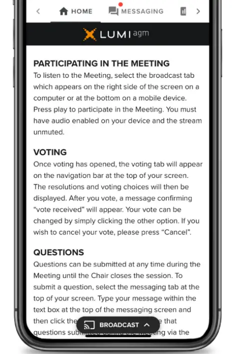LUMI Virtual Meeting App - home page