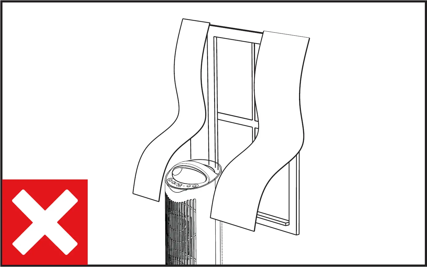 Do not place the unit near curtains