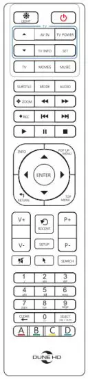DUNE HD Pro Vision 4K Solo User - Remote control
