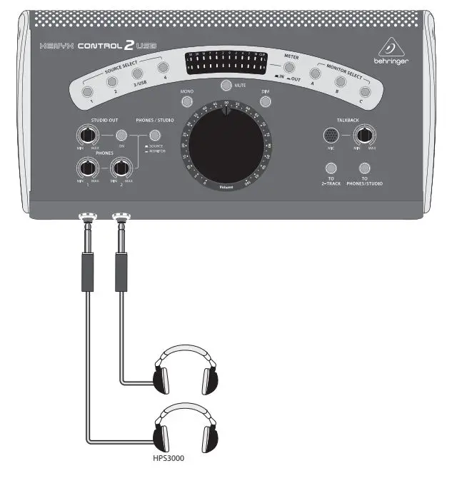 behringer CONTROL2USB High-End Studio Control with VCA Control and USB Audio Interface User Guide - XENYX CONTROL2USB Hook-up