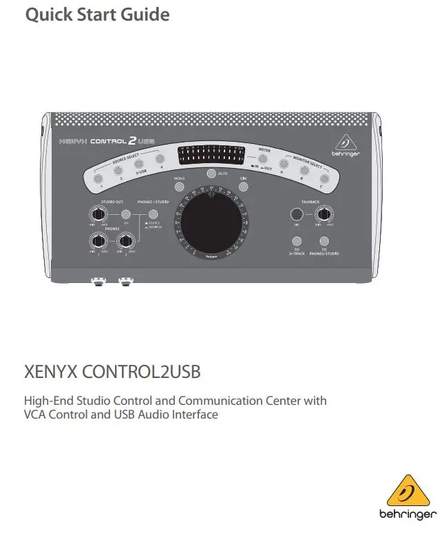 behringer CONTROL2USB High-End Studio Control with VCA Control and USB Audio Interface User Guide