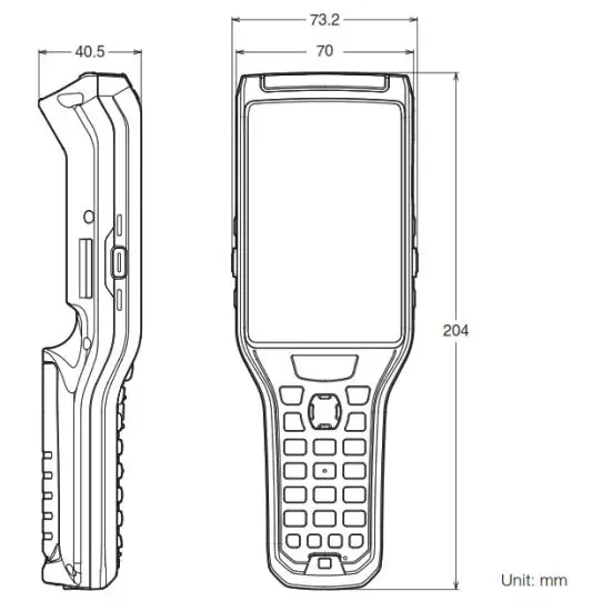 KEYENCE BT-A500 Series Handheld Terminal - drawing