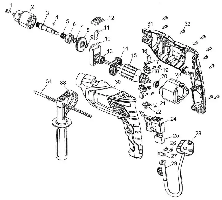 Clarke-CHD850B-850W-Hammer-Drill-8