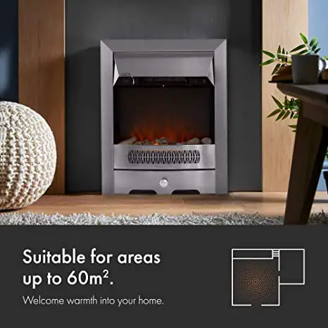 VonHaus-2514087-2000W Brushed Stee-Freestanding-Fireplace